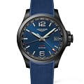 Longines Longines Conquest V.H.P. L3.718.2.96.9  L37182969 кварцевые мужские часы синий циферблат, браслет каучук — вид спереди